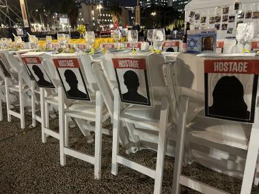 Plaza de los secuestrados en Tel Aviv, Israel.