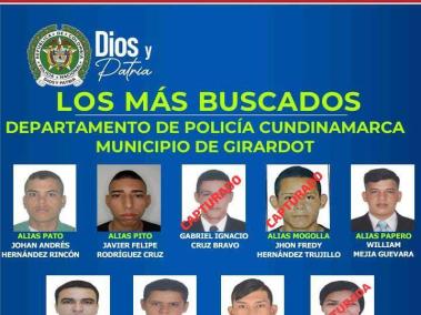 Cartel de los más buscados en Cundinamarca.