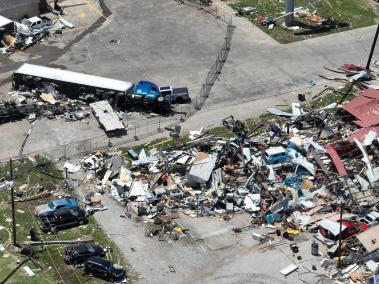 Vista de la destrucción de los tornados en Texas.