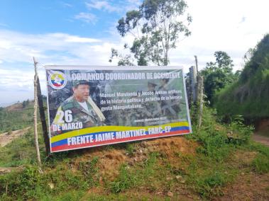 Una de las vallas en zona rural de Jamundí.