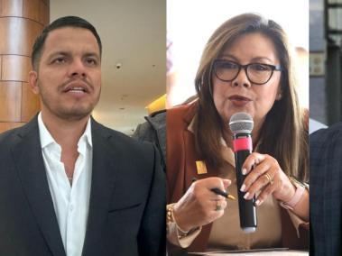 Sneyder Pinilla, exsubdirector de la UNGRD; fiscal general Luz Adriana Camargo y Olmedo López, exdirector de la UNGRD