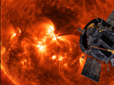 Concepto artístico de la nave espacial 'Parker Solar Probe' acercándose al Sol.