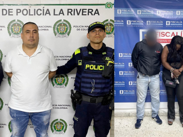 Miguel Antonio Ochoa Guevara (izq., de camisa blanca) y Paola Andrea Churi Cortés fueron capturados en Cali.