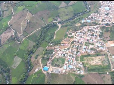 Vista aérea del correguimiento de El Plateado, Cauca.