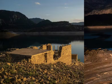 A medida que el nivel del agua sigue descendiendo, más edificios que permanecieron bajo el agua durante años vuelven a ver la luz.