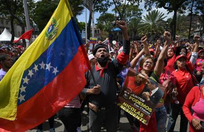 Partidarios de Maduro, este año, en Caracas. Es presidente desde el 2013, tras la muerte de Hugo Chávez.