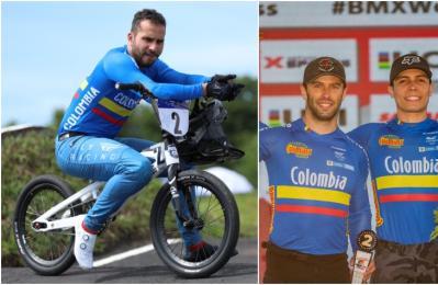 Carlos Ramírez, el 'carro loco' del BMX. En la segunda imagen posan, de izquierda a derecha, Vincent Pelluard, Diego Arboleda y Carlos Ramírez.