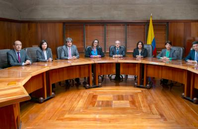 Vladimir Fernández, Diana Fajardo, Antonio José Lizarazo, Natalia Ángel, José Fernando Reyes, Paola Meneses, Cristina Pardo, Jorge Ibáñez y Juan Carlos Cortés, magistrados de la Corte Constitucional