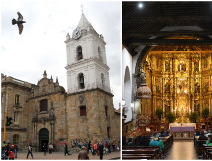 TEMPLO DE SAN FRANCISCO:
Av. Jiménez De Quesada N.° 7-10. Se construyó entre 1550 y 1567 en el terreno donado por el arzobispo Juan de los Barrios a los hermanos franciscanos. En años recientes la iglesia fue desprovista de su blanco exterior. Lo único que sobrevivió del edificio original fue la fachada principal, la torre y el presbiterio. Es una iglesia muy antigua. Hoy, a las 4 p. m., habrá celebración de la Cena del Señor, lavatorio de los pies y procesión con el Santísimo. Mañana, a las 10 a. m., se hará un solemne viacrucis en la plaza de Bolívar y, a las 7 p. m., el sermón de las Siete Palabras.