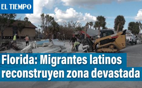 Migrantes latinoamericanos reconstruyen la zona devastada por Ian en Florida