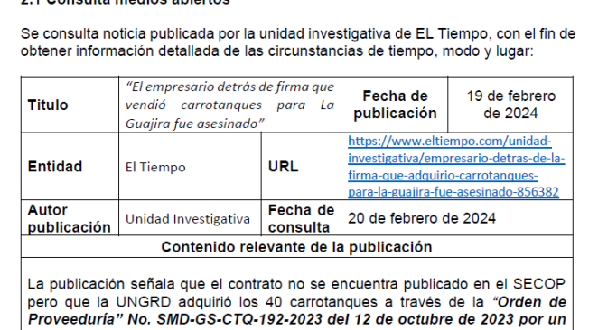 Este es el inicio de la investigación de los carrotanques en la Fiscalía. Partió de una investigación de EL TIEMPO.