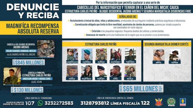 El cartel que difundió las autoridades para dar con la ubicación de los dos disidentes.