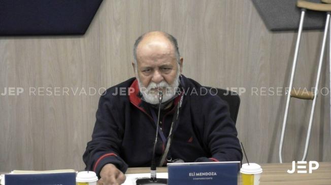 Elí Mendoza, alias Martín Sombra, exintegrante de las Farc en audiencia ante la JEP por reclutamiento de niños. Foto: 12/07/2023