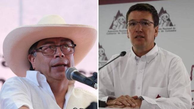 El presidente Gustavo Petro y el gerente de la Federación de Cafeteros, Gernán Bahamón.