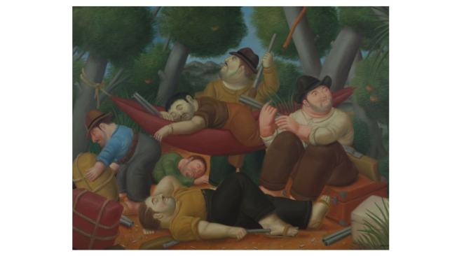 Fernando Botero. Guerrilla de Eliseo Velásquez 1988. Pintura. Óleo sobre tela. Banco de la República.