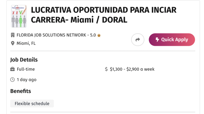 El puesto de trabajo disponible es de asociado de ventas y contempla un sueldo de hasta US$2.900 semanales.