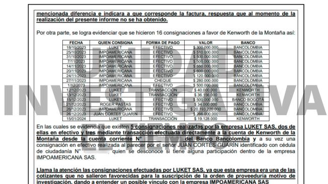 Esta es la parte del informe donde están las conclusiones de la visita a Kenworth.