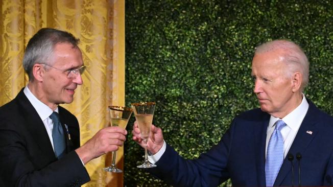 El secretario general de la Otán, Jean Stoltenberg, y el presidente de Estados Unidos, Joe Biden.