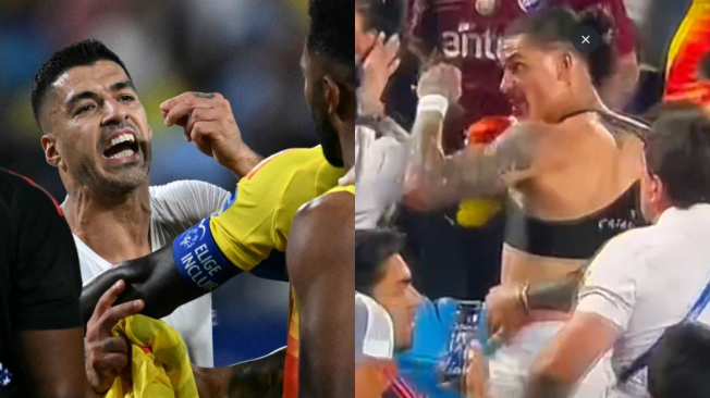 Peleas durante Colombia - Uruguay