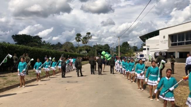 Banda de guerra, niños La Hormiga, Putumayo.