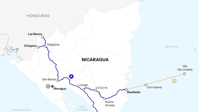 Rutas de migración irregular por Nicaragua