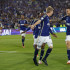 Andrés Llinás y Falcao García celebran el primer gol de Millonarios.