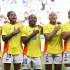 Las jugadoras de Colombia al inicio del partido de cuartos de final de fútbol femenino de los Juegos Olímpicos de París 2024, disputado en el Estadio de Lyon (Francia). EFE/ Kiko Huesca