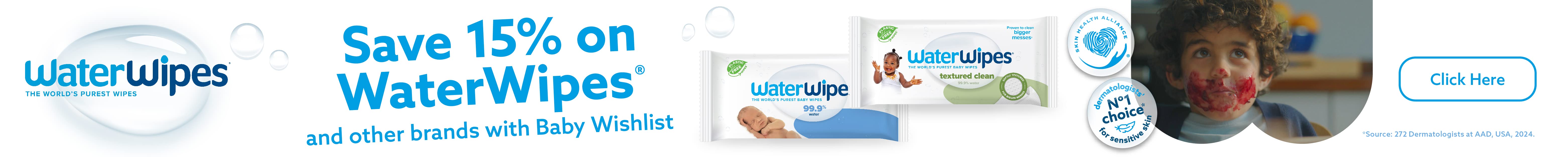 Save 15% on Water Wipes