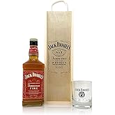 Personalised Jack Daniels Tennessee Fire Whiskey Gift Set with JD Glass - Birthday Gifts For Him, For Her, Boyfriend Gifts, F