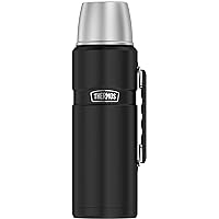 Thermos Bouteille isotherme en acier inoxydable, Acier inoxydable, noir, 9,5 x 9,5 x 31,3 cm