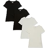 Amazon Essentials T-Shirt con Scollo a v a Maniche Corte con vestibilità Classica Donna, Confezioni Multiple