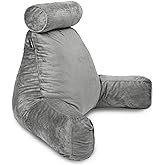 Milliard Reading Pillow XL and Detachable Neck Roll with Shredded Memory Foam, Great as Backrest for Books or Gaming - 60cm x