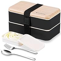 Binoster Boîte bento Repas Boîte à Lunch Boîte à Déjeuner gouter Bundle Divider Style Japonais Lunch Box avec Une cuillère et