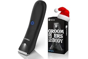 VIKICON Balls Trimmer Men, Pubic & Body Hair Trimmer Men, IPX7 Waterproof Body Groomer w/Light & Ceramic Blade, Body Shavers 