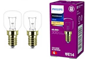 2x Philips Backofenlampe E14 40W Tropfenform 45mm Durchmesser, temperaturfest bis 300°C (2 Stück)