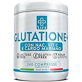 GLUTATIONE Forte 240 Compresse PiuLife® Con Vitamina C, NAC n-acetil-cisteina E Cardo Mariano Fegato, Integratore Glutatione 