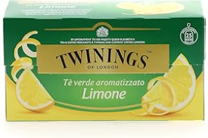 Twinings, Tè Verde Aromatizzato al Limone dal Sapore Rinfrescante, con Caffeina, Infusi e Tisane, Confezione da 25 Filtri