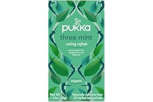 Pukka Tisane, Three Mint, Tisana ai Tre Tipi di Menta, 100% Biologico, Senza Caffeina, Ingredienti 100% Naturali, Per favorir