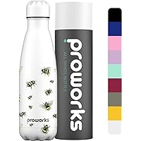 PROWORKS Bouteille d'eau Isotherme, sans BPA, Gourde INOX Reutilisable pour Maintien Chaud de 12 Heures & du Froid Jusqu’à 24