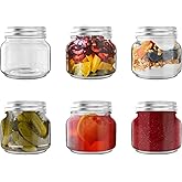 HEFTMAN Bocaux en Verre 250ml - Lot de 6 Bocaux en Verre Hermétique - Bocal en Verre avec Couvercle pour Confiture Maison, Me