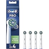 Oral-B Pro Cross Action Electric Toothbrush Head, X-Shape And Angled Bristles for Deeper Plaque Removal, Pack of 4 Toothbrush