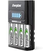 Energizer Battery Charger for AA and AAA Batteries, Recharge Pro, (4x AA Rechargeable Batteries Included)