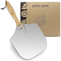 LKE Pizza Peel Aluminum Metal Pizza Paddle with Foldable Wood Handle Easy Storage Pizza Shovel 12 inch for Baking Homemade Pi