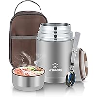 Dreamhigh® Boîte Alimentaire Isotherme 800ml avec Sac à Lunch, Thermo Isolant Contenant avec Cuillère, Thermos Alimentaire Ch