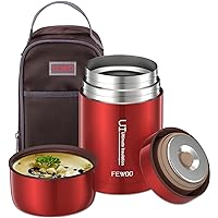 FEWOO En Acier Inoxydable Boîtes Alimentaires Isothermes, 800ml Lunch box, sans bpa,Isotherme repas chaud, Récipient alimenta