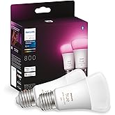 Philips Hue White and Colour Ambiance Smart Light Bulb 2 Pack 60W - 800 Lumen [E27 Edison Screw] With Bluetooth. Works with A