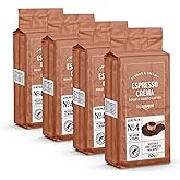 by Amazon Ground Coffee Espresso Crema, Medium Roast, 250 g, Pack of 4 - Rainforest Alliance Certified