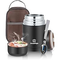 Dreamhigh® Boîte Alimentaire Isotherme 800ml avec Sac à Lunch, Thermo Isolant Contenant avec Cuillère, Thermos Alimentaire Ch