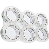 Amazon Basics Moving and Storage Packing Tape, 4.7 cm width x 49.9 meters length, Crystal Clear, 6-Pack