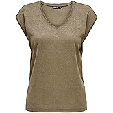 Only Onlsilvery S/S V Neck Lurex Top Jrs Noos Maglietta Donna